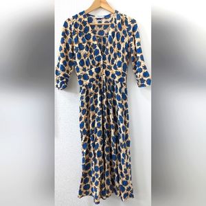 Reserved long sleeve navy gold dress